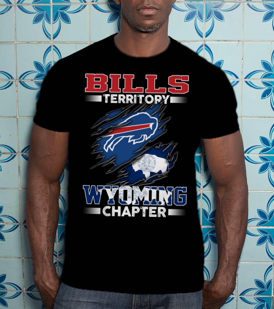 BILLS Territory Wyoming Chapter Buffalos Logo And State Flag T-Shirt