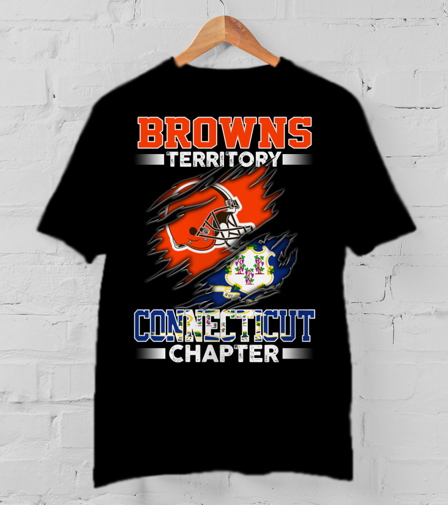 Browns Territory Connecticut Chapter Football Helmet Emblem State Flag T-Shirt