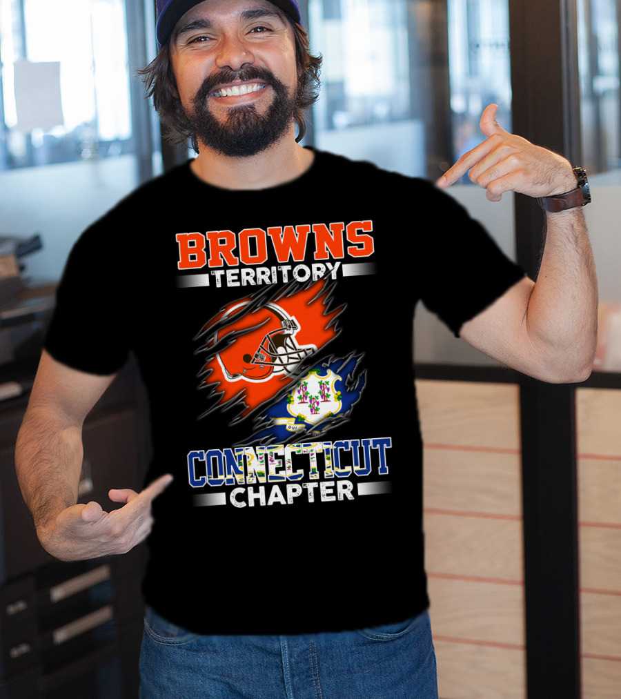 Browns Territory Connecticut Chapter Football Helmet Emblem State Flag T-Shirt