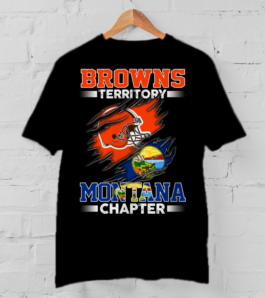 BROWNS Territory Montana Chapter Football Helmet And State Seal T-Shirt