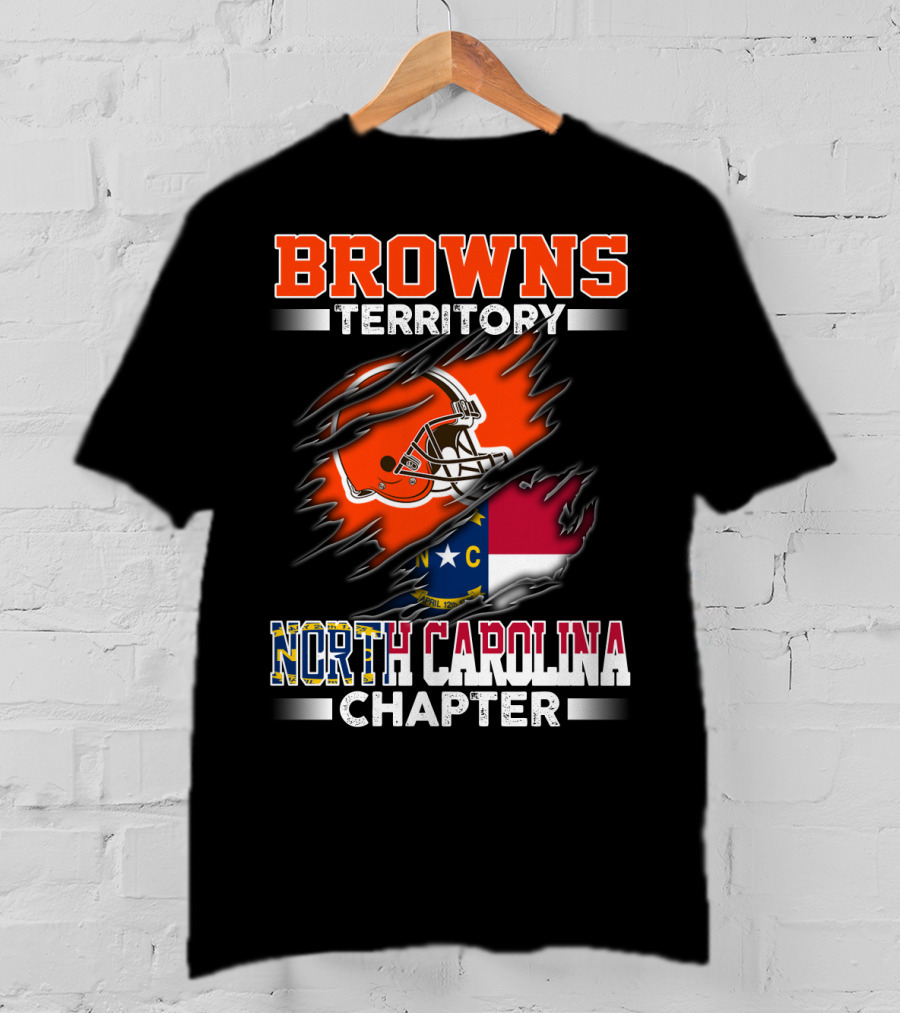 Browns Territory North Carolina Chapter Football Helmet And State Flag T-Shirt