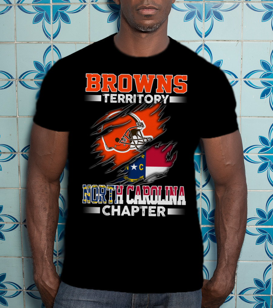 Browns Territory North Carolina Chapter Football Helmet And State Flag T-Shirt
