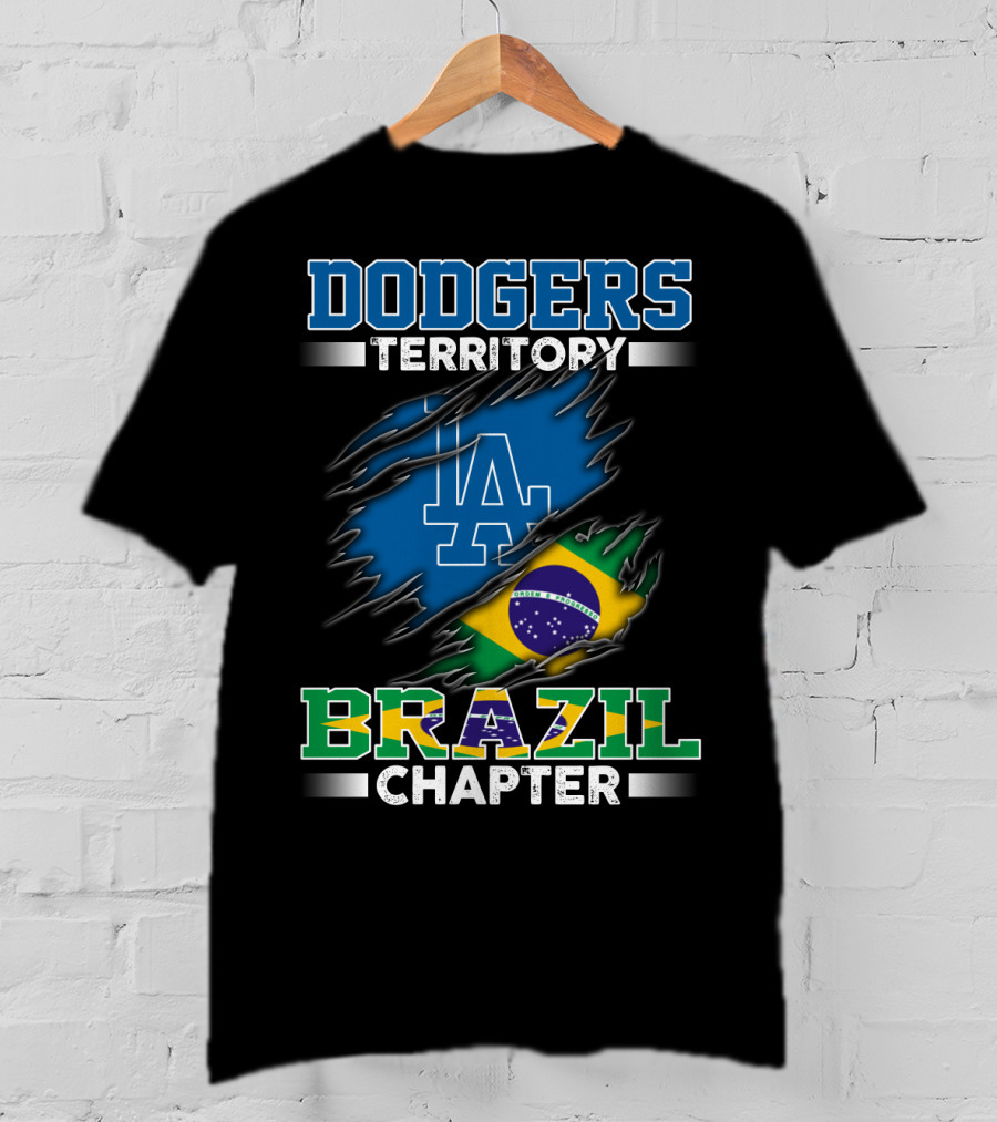 DODGERS TERRITORY BRAZIL CHAPTER LA Logo Brazilian Flag T-Shirt