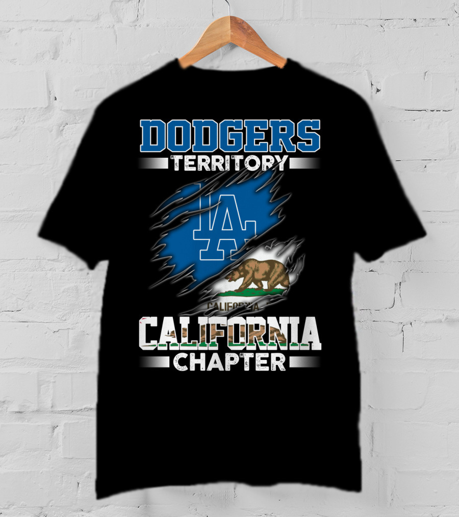 Dodgers Territory California Chapter LA Logo California Bear Flag T-Shirt