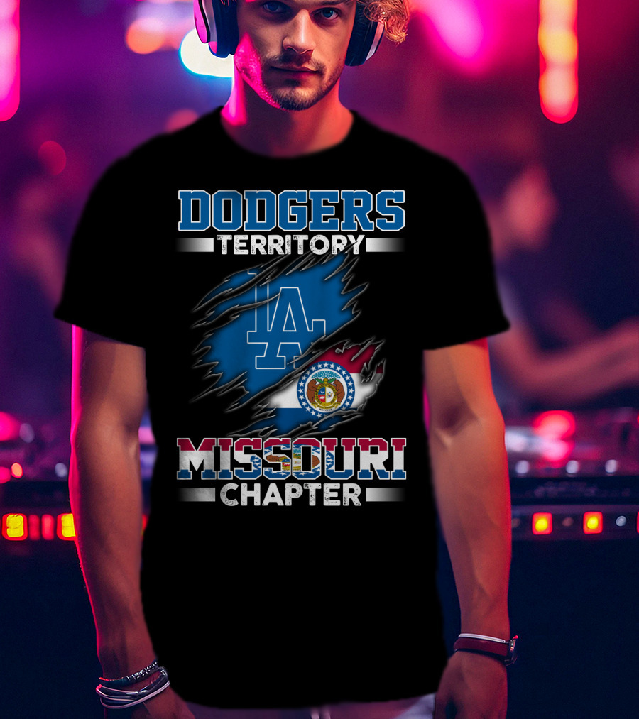 Dodgers Territory Missouri Chapter LA Missouri Flag T-Shirt
