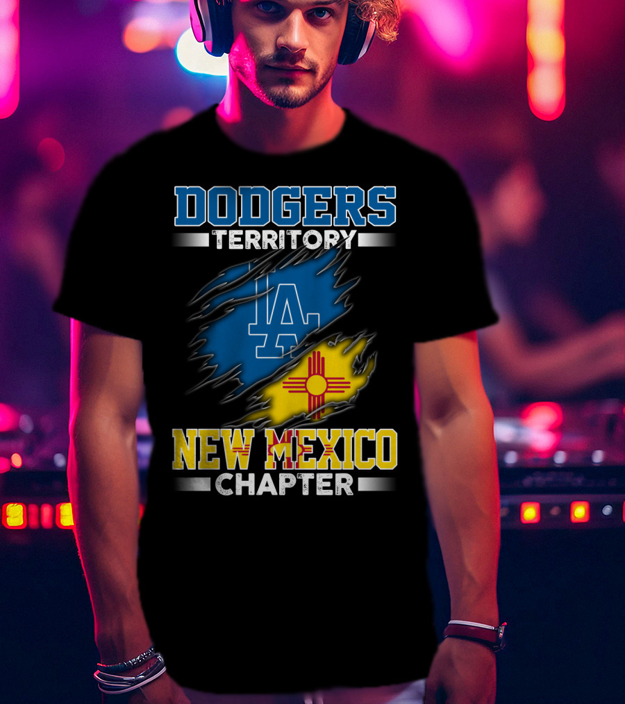 Dodgers Territory New Mexico Chapter LA Logo New Mexico Flag T-Shirt