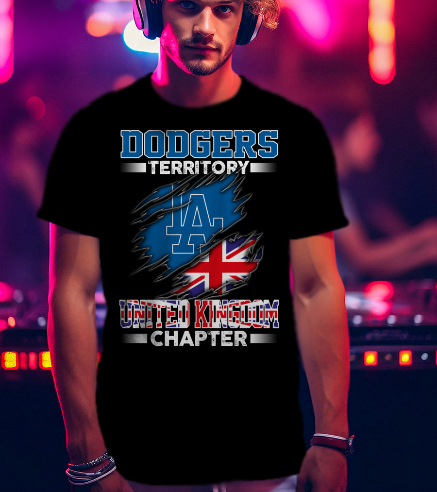 Dodgers Territory United Kingdom Chapter LA Logo Union Jack T-Shirt