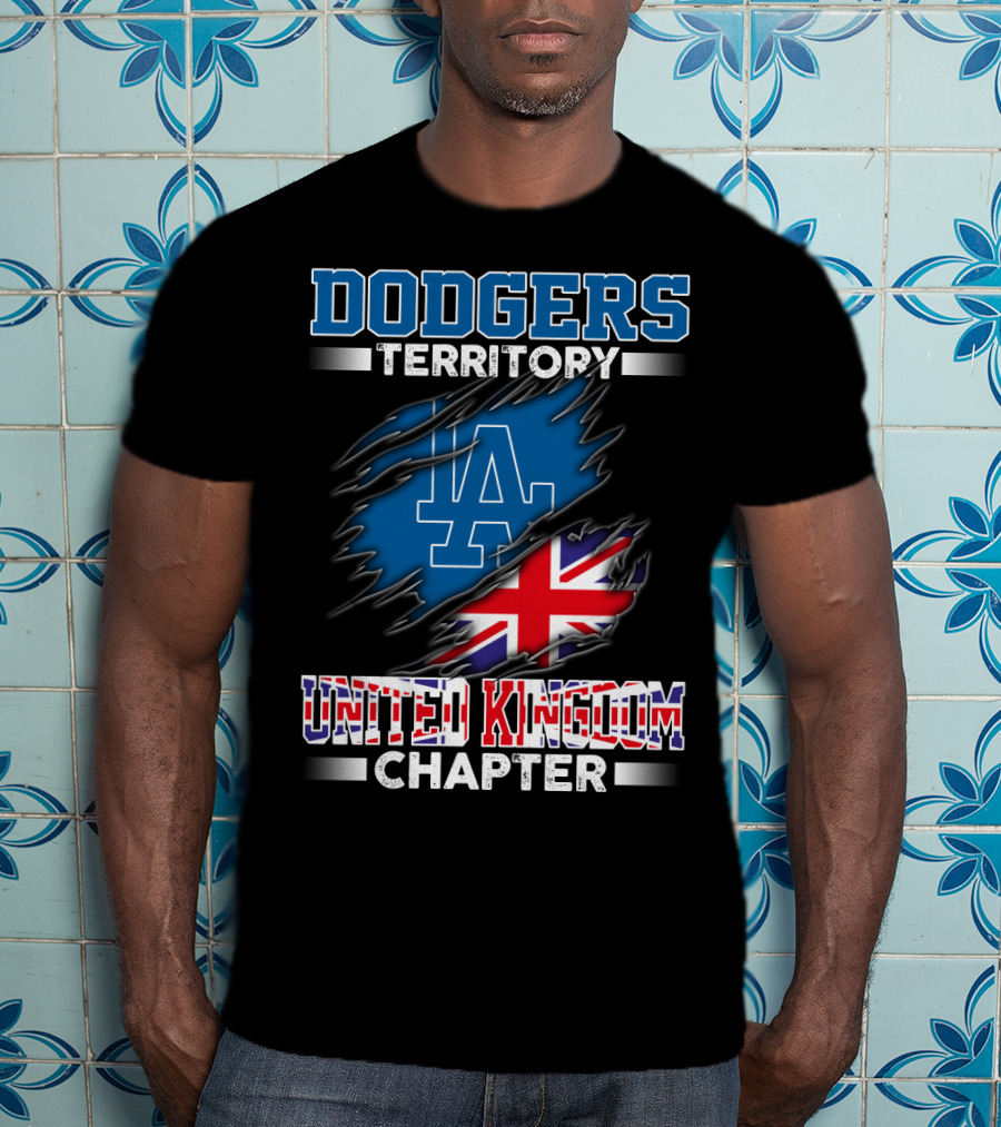 Dodgers Territory United Kingdom Chapter LA Logo Union Jack T-Shirt