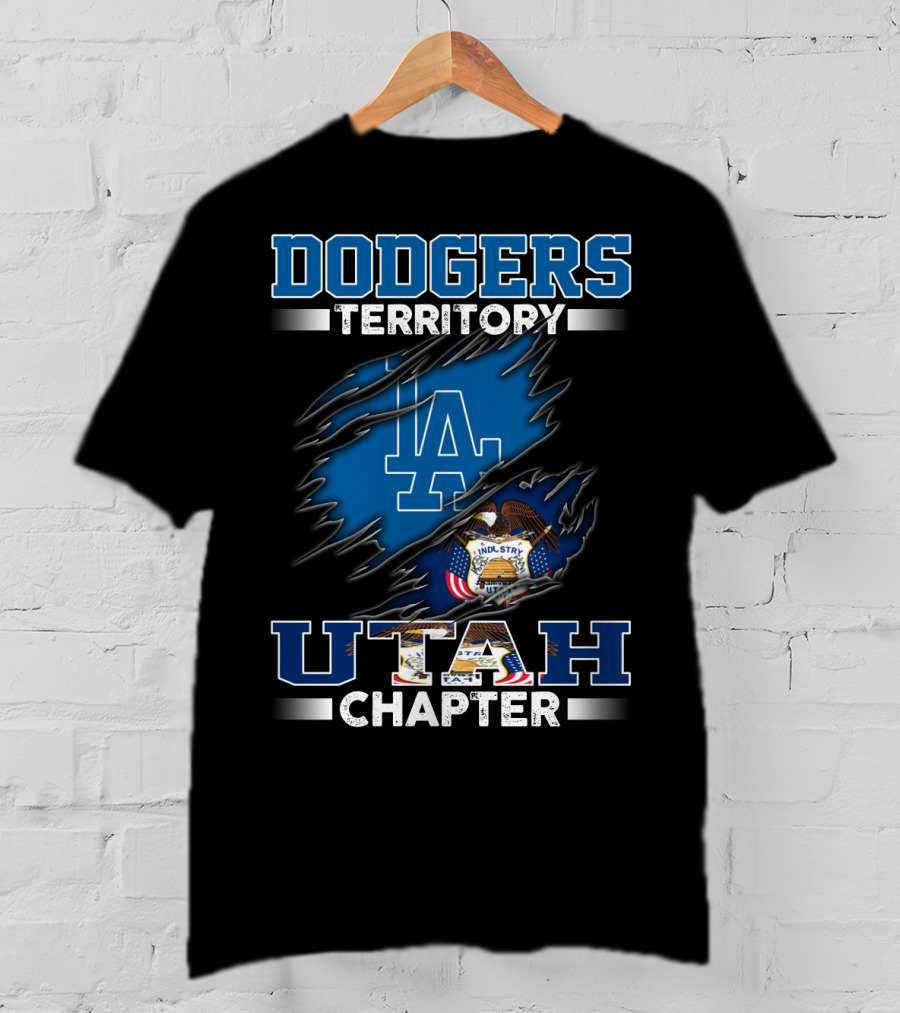 Dodgers Territory Utah Chapter LA Logo Utah State Flag T-Shirt
