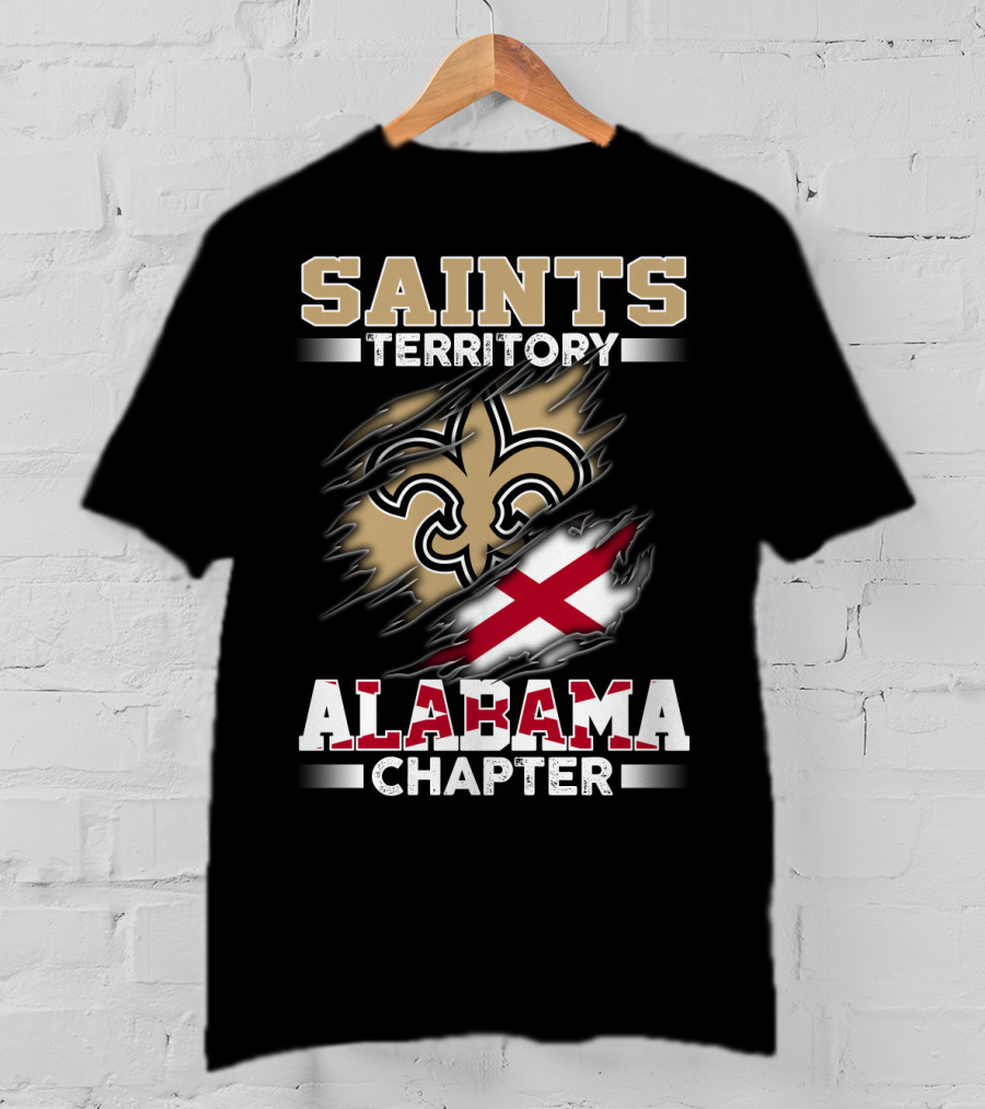 Saints Territory Alabama Chapter Fleur-De-Lis Cross Flag T-Shirt