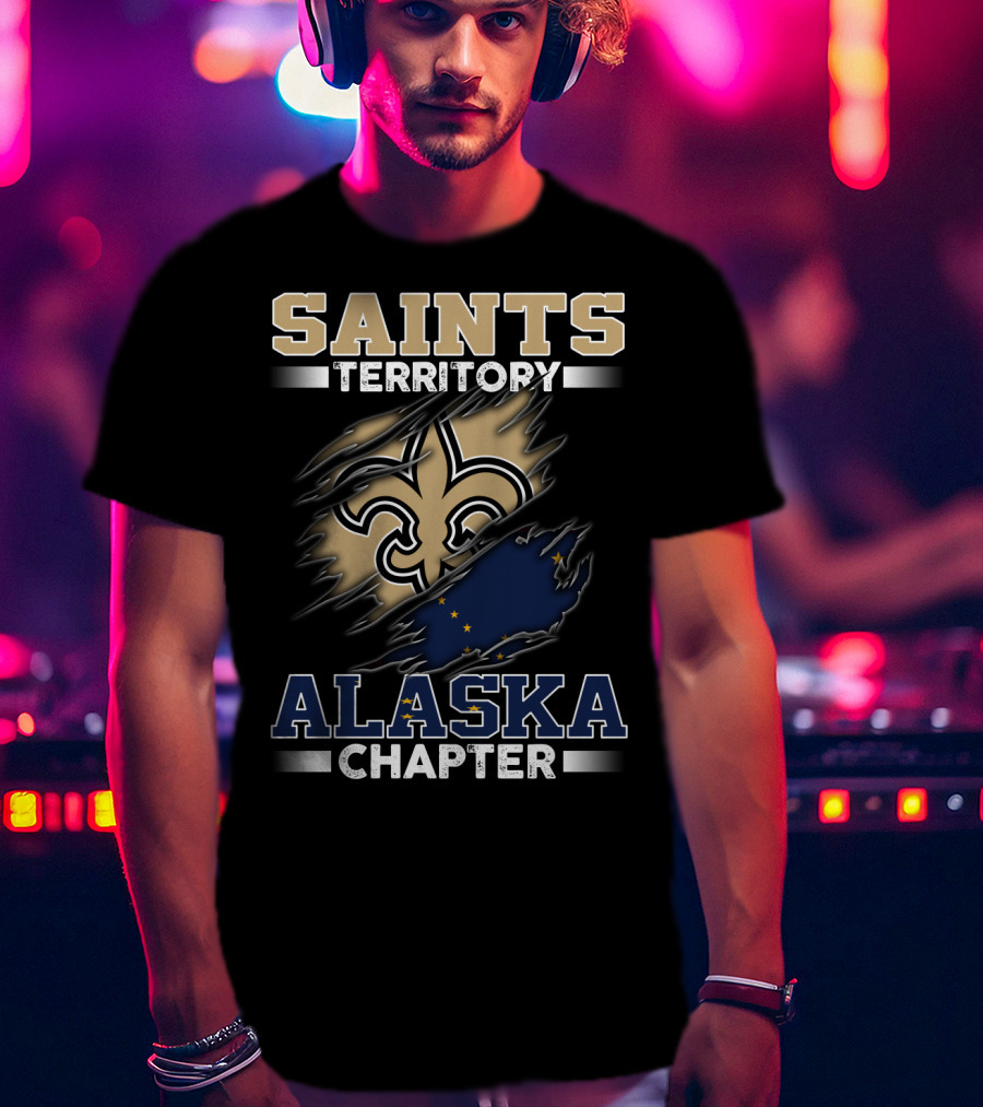 Saints Territory Alaska Chapter Fleur-De-Lis And Alaska Flag T-Shirt