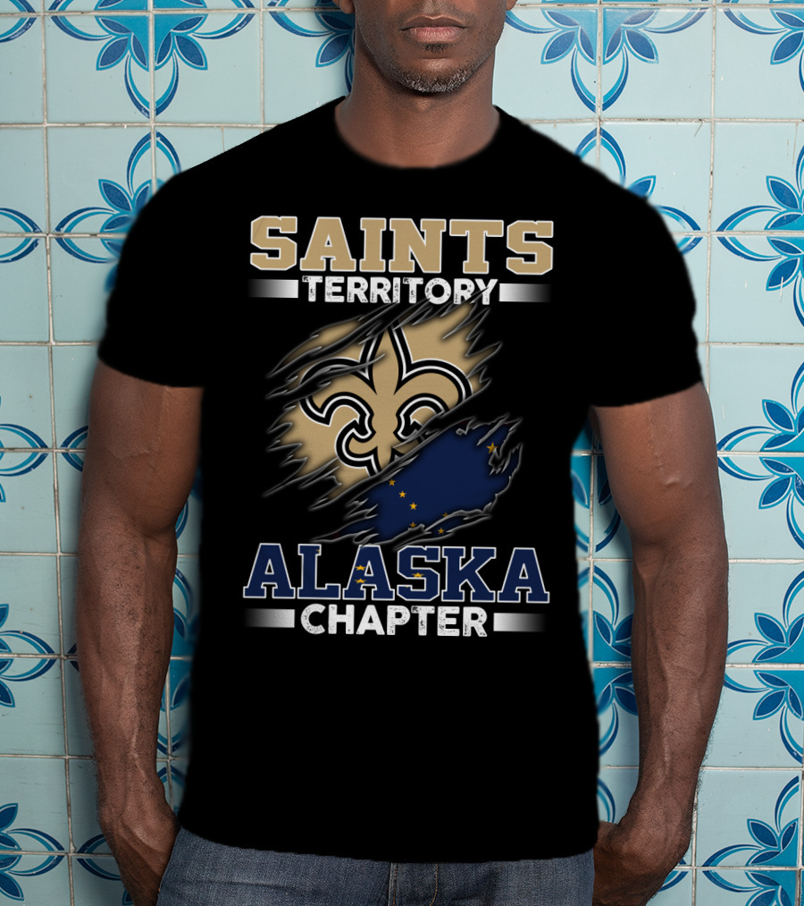 Saints Territory Alaska Chapter Fleur-De-Lis And Alaska Flag T-Shirt