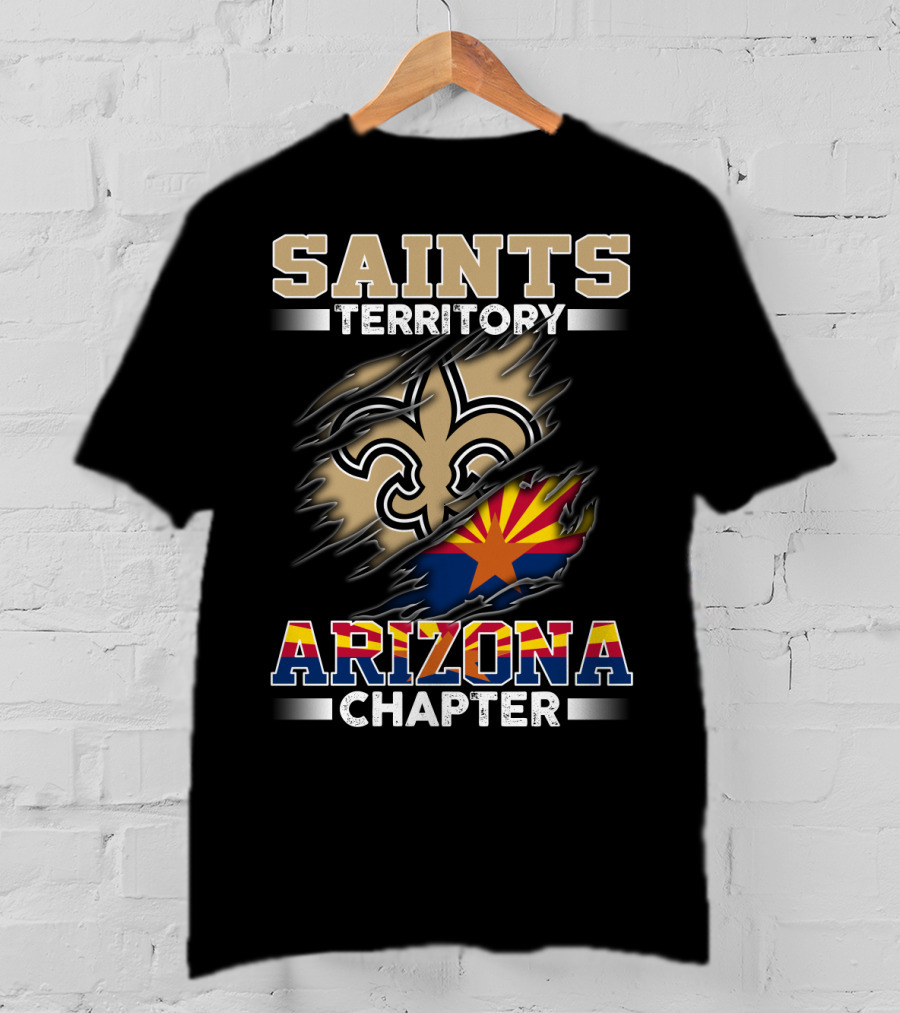 Saints Territory Arizona Chapter Fleur-De-Lis And Arizona Flag T-Shirt
