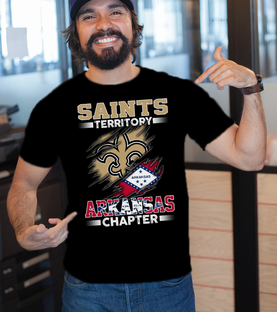 Saints Territory Arkansas Chapter Fleur-De-Lis Flag Integration T-Shirt