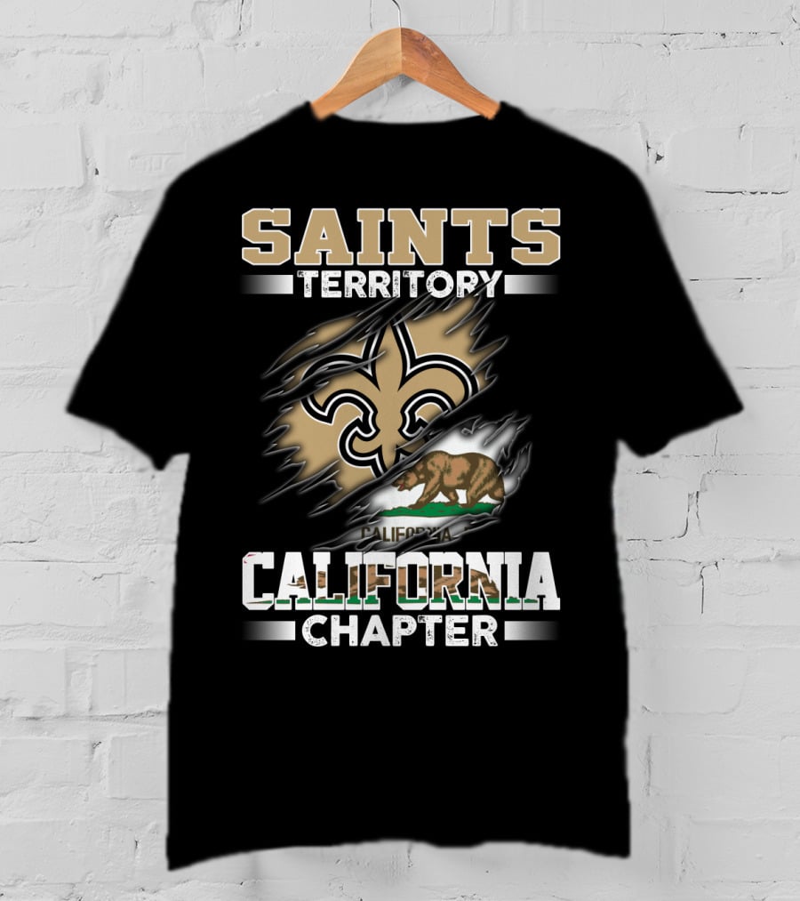 Saints Territory California Chapter Fleur-De-Lis And Bear Flag T-Shirt