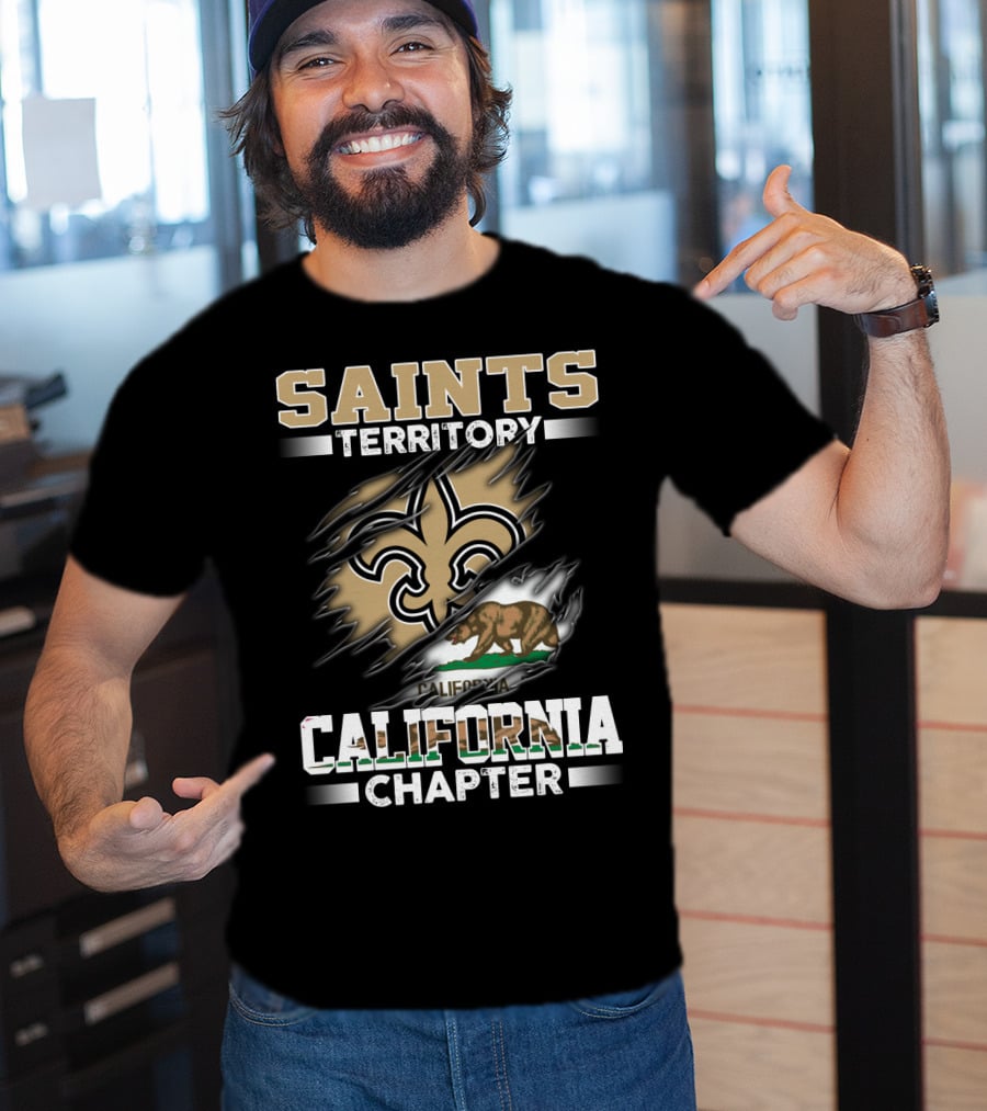 Saints Territory California Chapter Fleur-De-Lis And Bear Flag T-Shirt