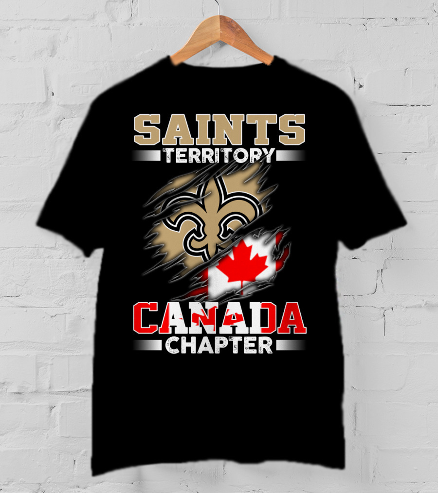 Saints Territory Canada Chapter Fleur-De-Lis And Maple Leaf T-Shirt
