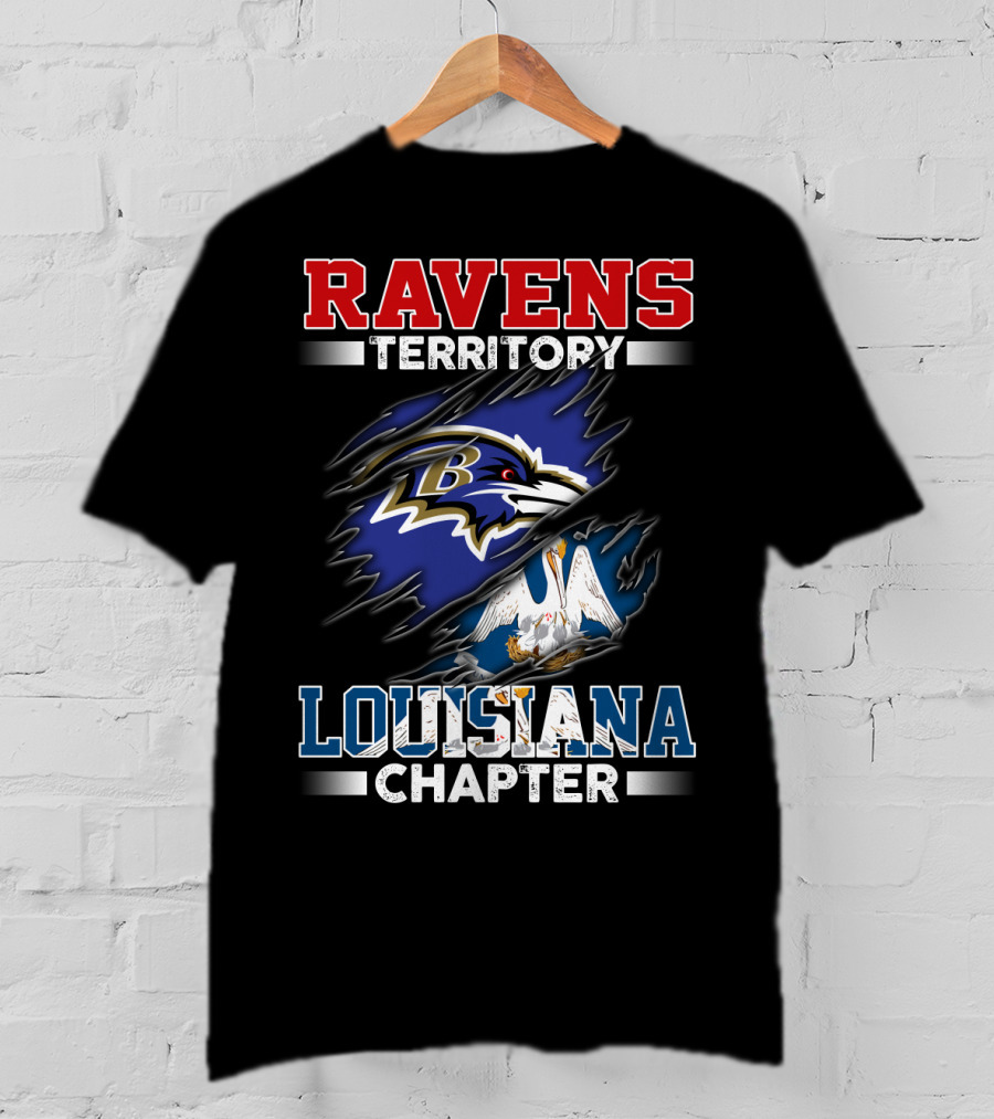 Ravens Territory Louisiana Chapter Nfl Baltimore Bird Logo Pelican T-Shirt