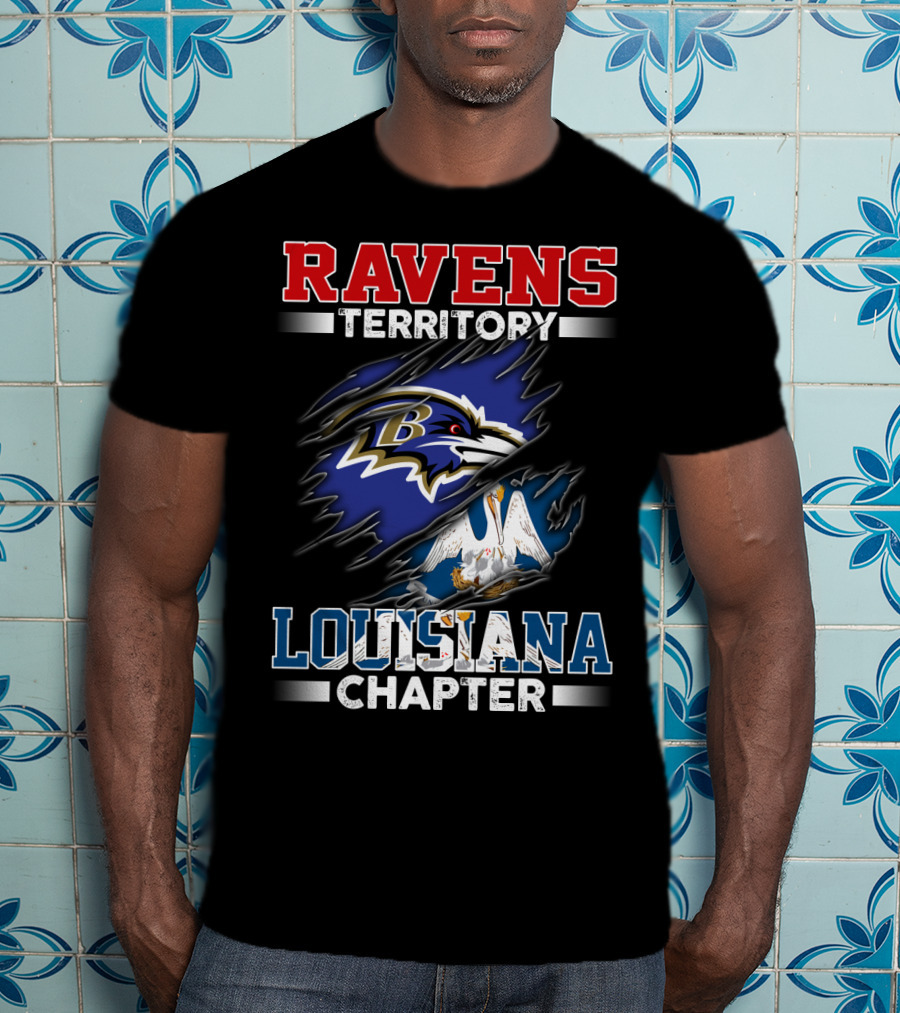 Ravens Territory Louisiana Chapter Nfl Baltimore Bird Logo Pelican T-Shirt
