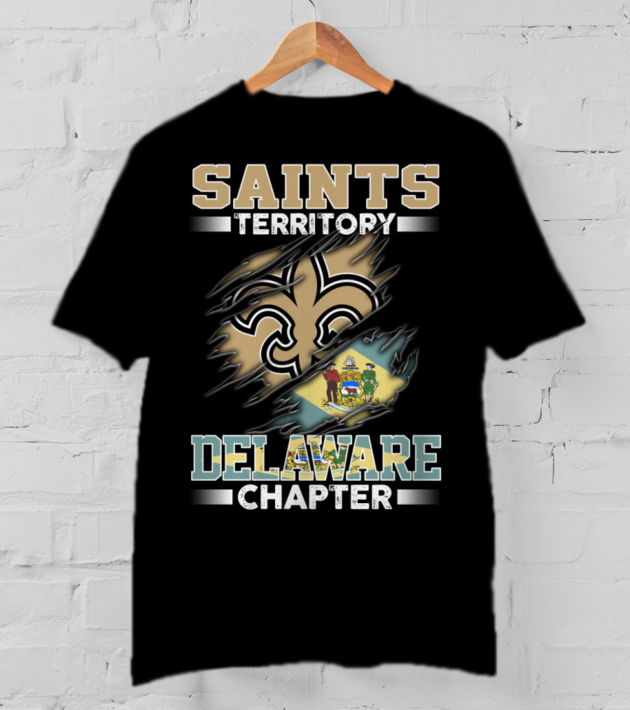 Saints Territory Delaware Chapter Fleur-De-Lis And Delaware Flag T-Shirt