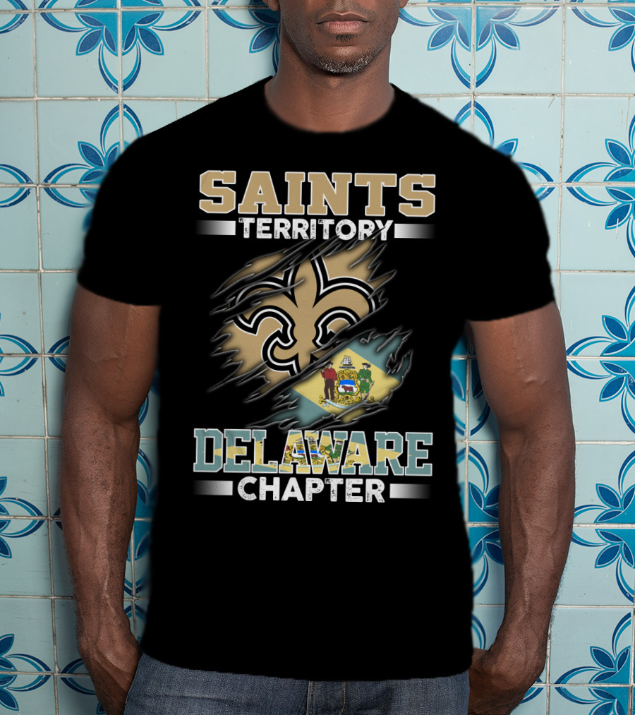 Saints Territory Delaware Chapter Fleur-De-Lis And Delaware Flag T-Shirt