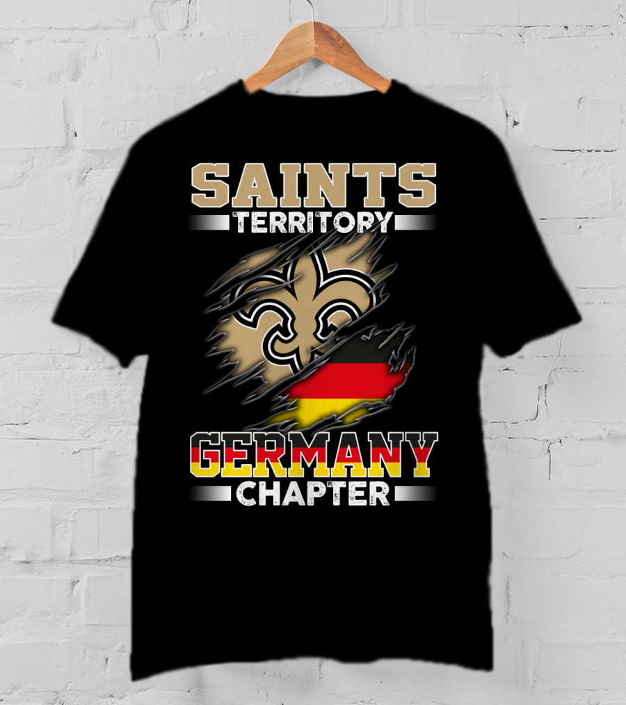 Saints Territory Germany Chapter Fleur-De-Lis German Flag Ripping T-Shirt