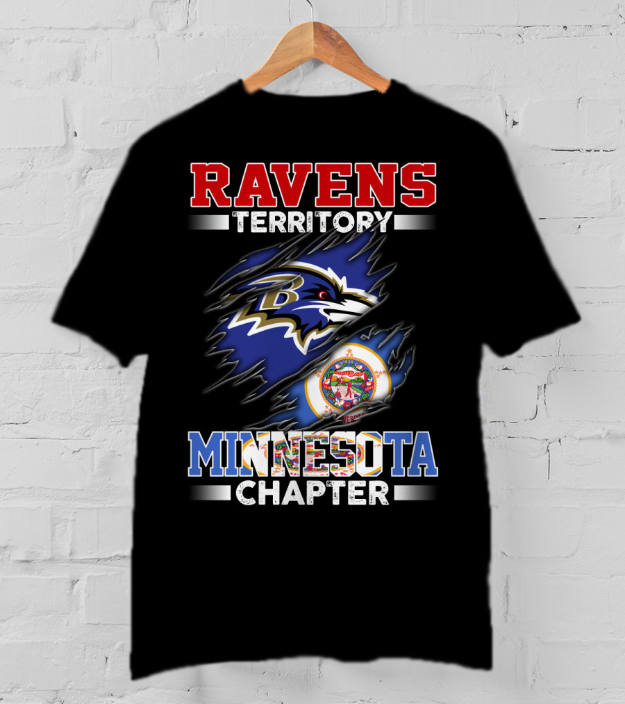 Ravens Territory Minnesota Chapter Nfl Team Logo And State Flag T-Shirt