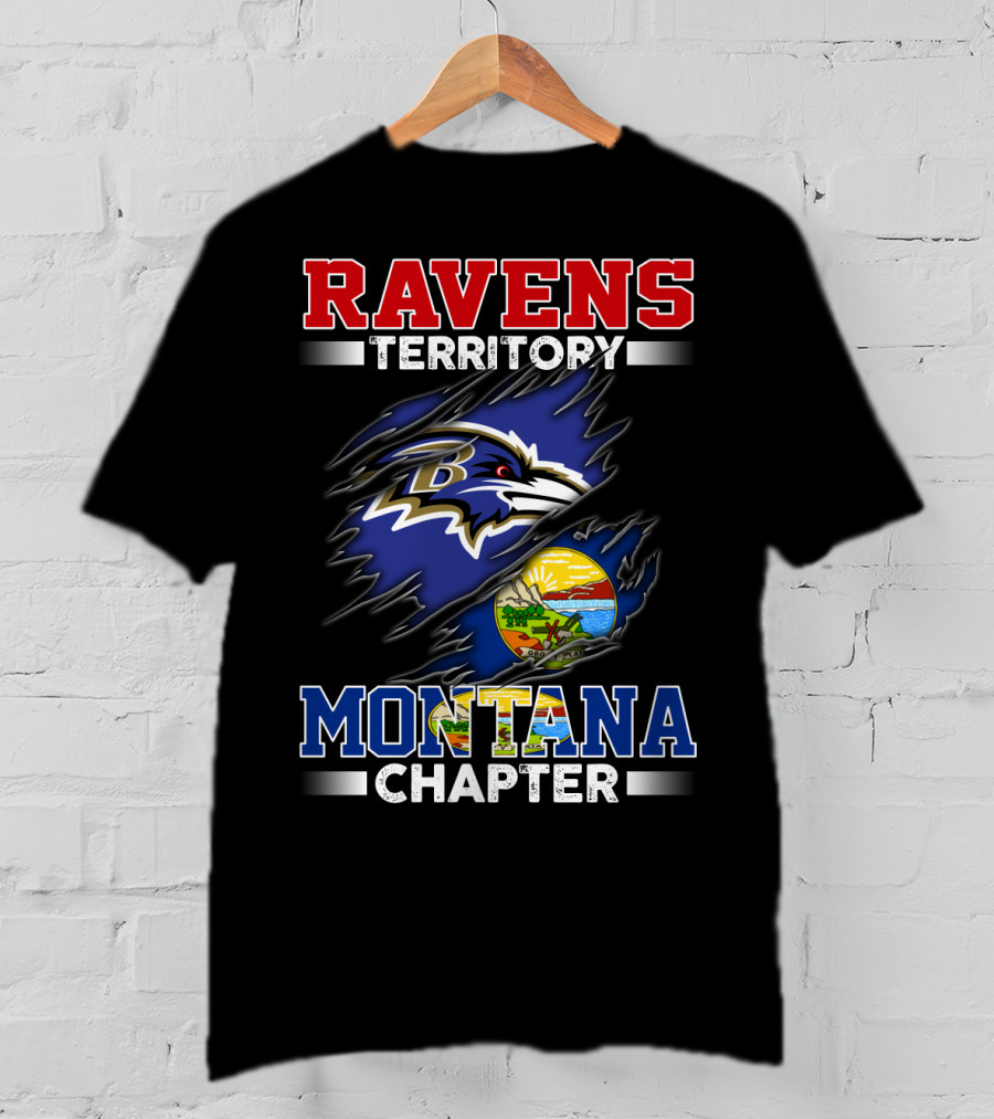 Ravens Territory Montana Chapter Baltimore Ravens Logo And Montana State Seal T-Shirt