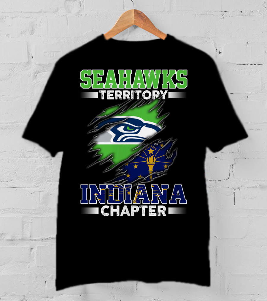 Seahawks Territory Indiana Chapter Flag Emblem Fan T-Shirt