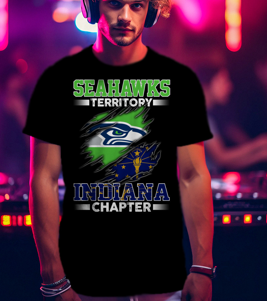 Seahawks Territory Indiana Chapter Flag Emblem Fan T-Shirt