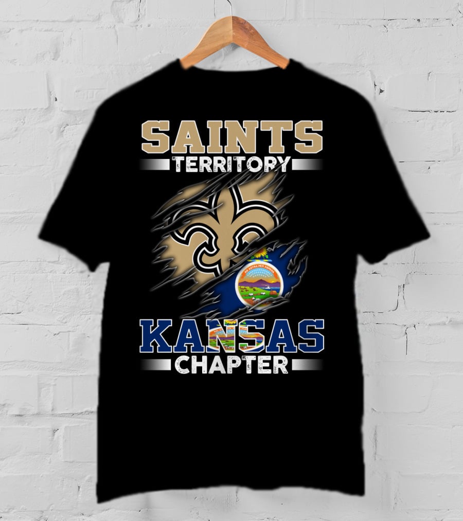 Saints Territory Kansas Chapter Fleur-De-Lis Symbol And Kansas State Seal T-Shirt