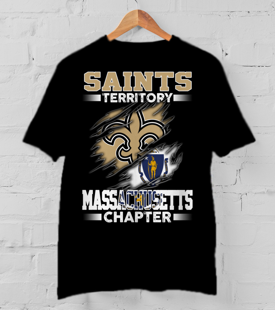 Saints Territory Massachusetts Chapter Fleur-De-Lis Flag T-Shirt