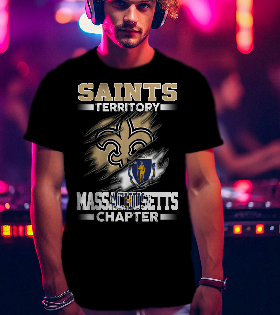 Saints Territory Massachusetts Chapter Fleur-De-Lis Flag T-Shirt