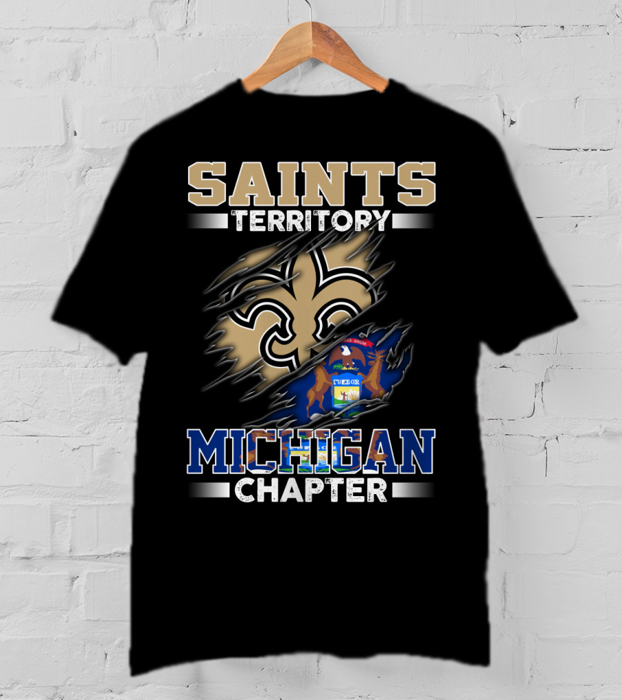 Saints Territory Michigan Chapter Fleur-De-Lis And State Seal T-Shirt