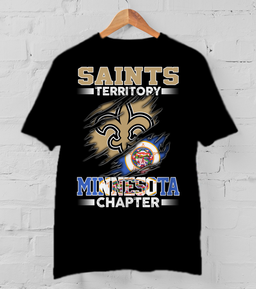 Saints Territory Minnesota Chapter Fleur-De-Lis With Minnesota Flag T-Shirt