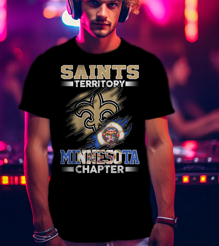 Saints Territory Minnesota Chapter Fleur-De-Lis With Minnesota Flag T-Shirt