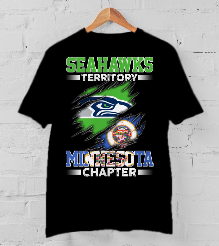 Seahawks Territory Minnesota Chapter Team Logo Flag Combination T-Shirt