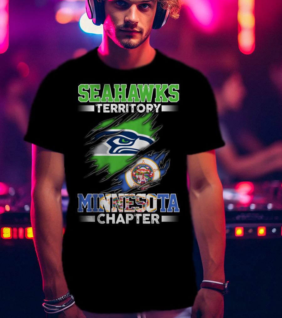 Seahawks Territory Minnesota Chapter Team Logo Flag Combination T-Shirt
