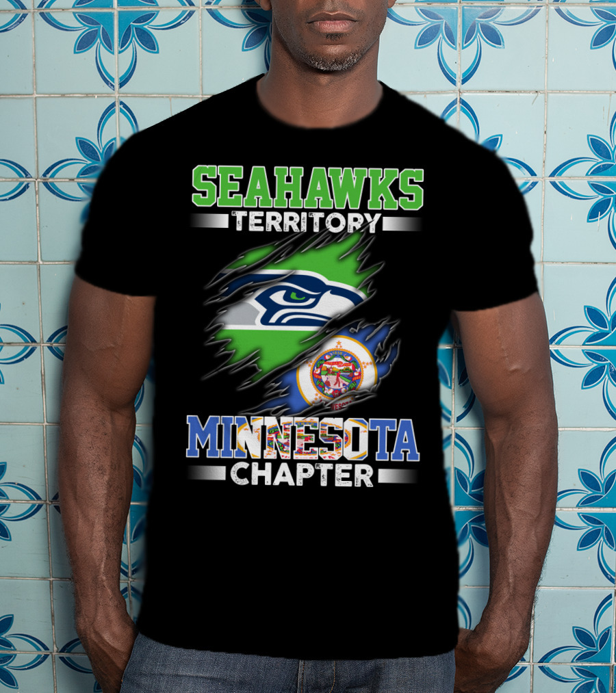 Seahawks Territory Minnesota Chapter Team Logo Flag Combination T-Shirt