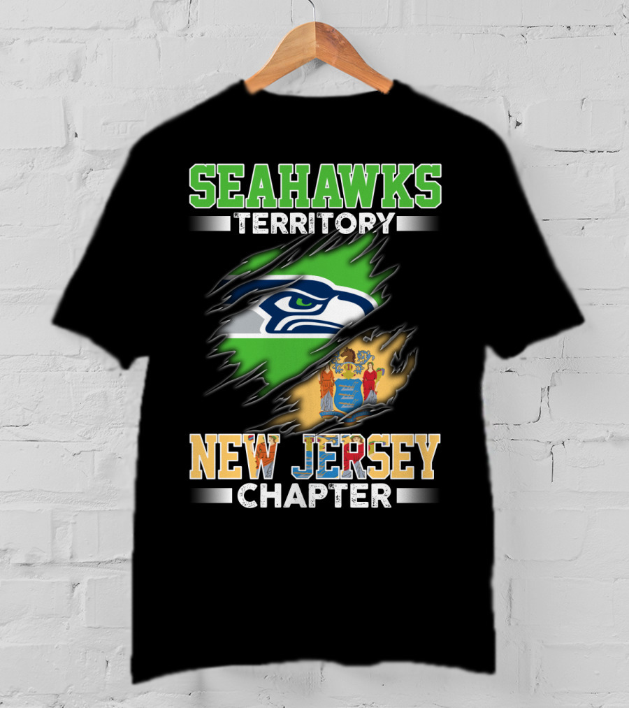 Seahawks Territory New Jersey Chapter Logo With State Flag T-Shirt