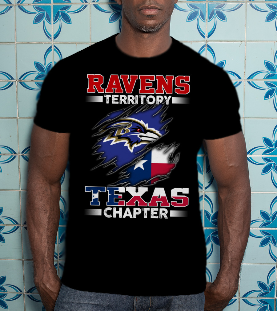 Ravens Territory Texas Chapter Nfl Team Texas State Flag T-Shirt