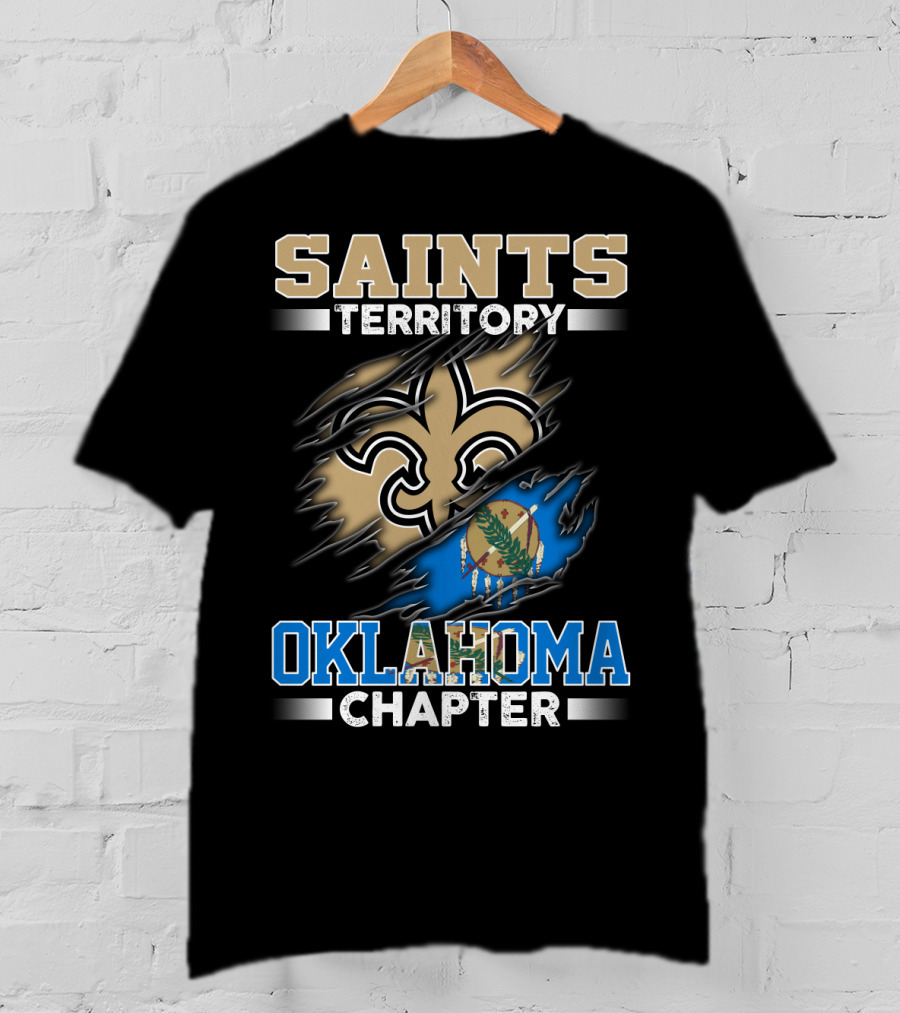 Saints Territory Oklahoma Chapter Fleur-De-Lis State Flag Ripped T-Shirt