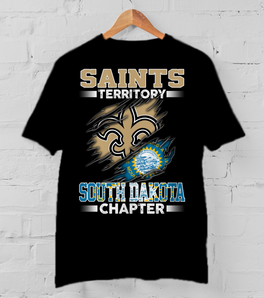 Saints Territory South Dakota Chapter New Orleans Fleur-De-Lis Flag T-Shirt