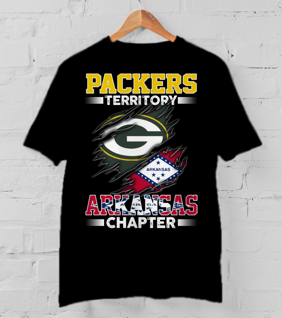 Packers Territory Arkansas Chapter Green Bay Logo Arkansas Flag T-Shirt