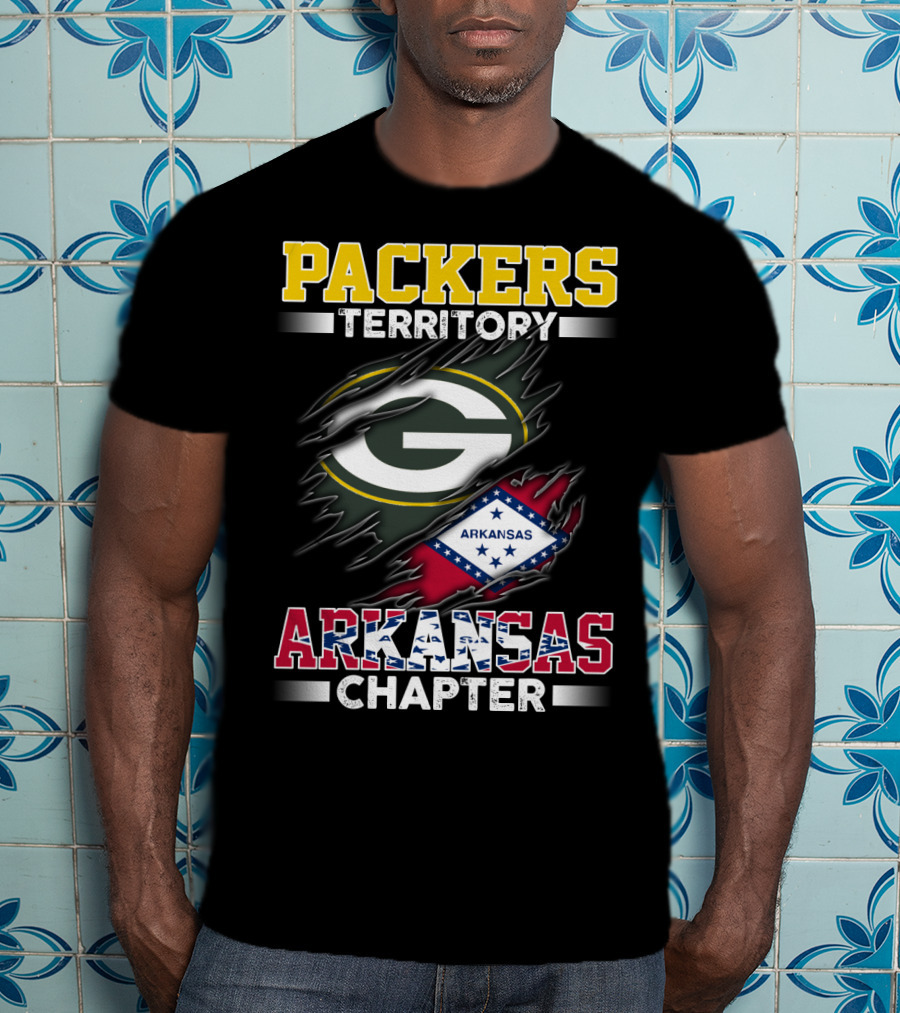 Packers Territory Arkansas Chapter Green Bay Logo Arkansas Flag T-Shirt