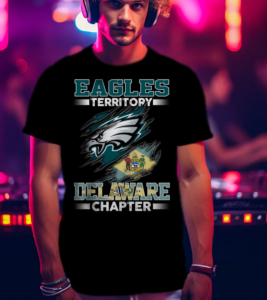 Eagles Territory Delaware Chapter Nfl Team Logo With State Flag T-Shirt