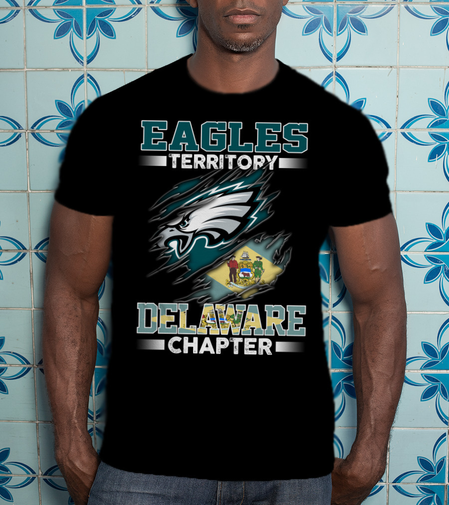Eagles Territory Delaware Chapter Nfl Team Logo With State Flag T-Shirt