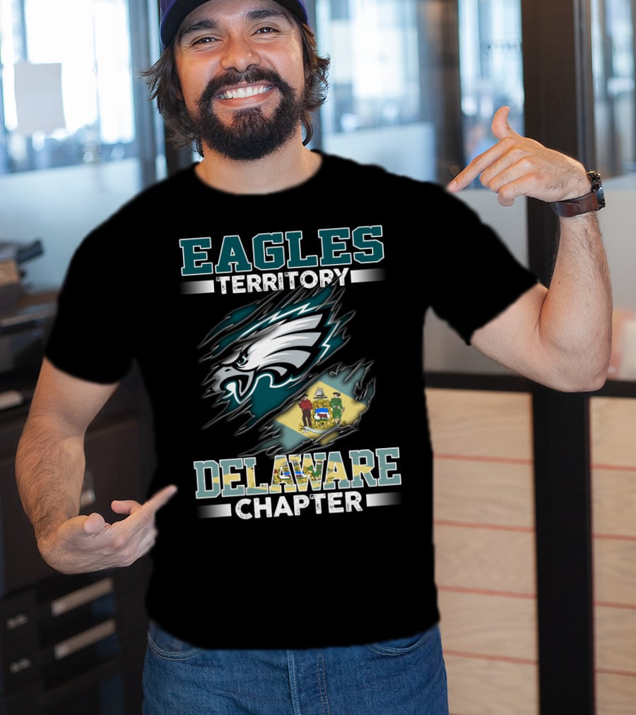 Eagles Territory Delaware Chapter Nfl Team Logo With State Flag T-Shirt