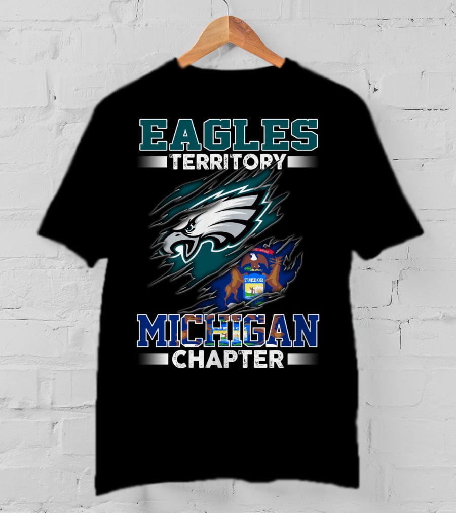 Eagles Territory Michigan Chapter Philadelphia Eagles And Michigan State Flag Fusion T-Shirt