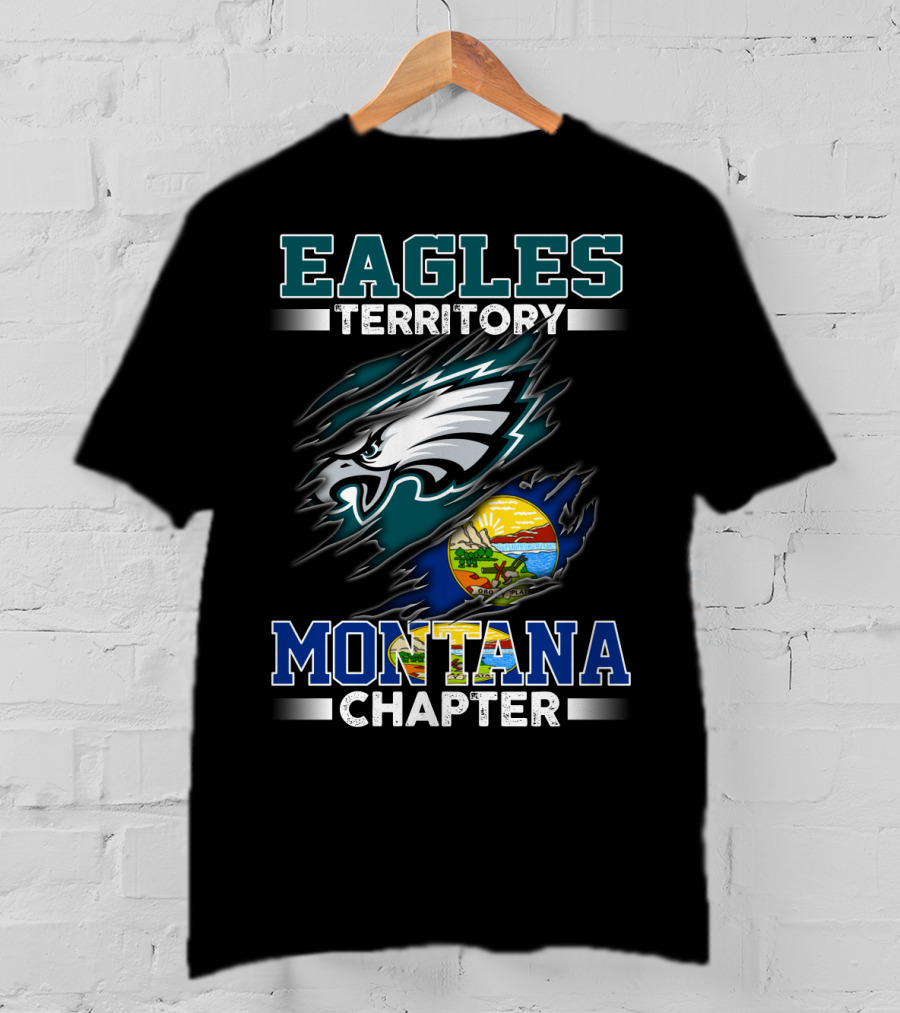 Eagles Territory Montana Chapter Philadelphia Eagles Logo With Montana State Flag Elements T-Shirt
